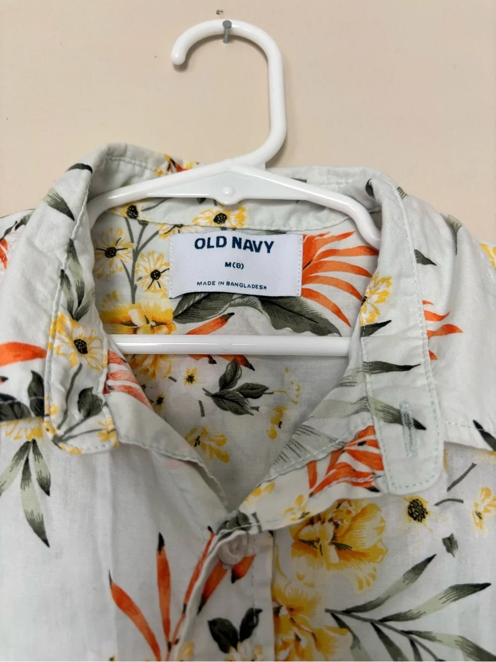 Old Navy Boys Light Blue Tropical Floral Short-Sleeve Shirt
